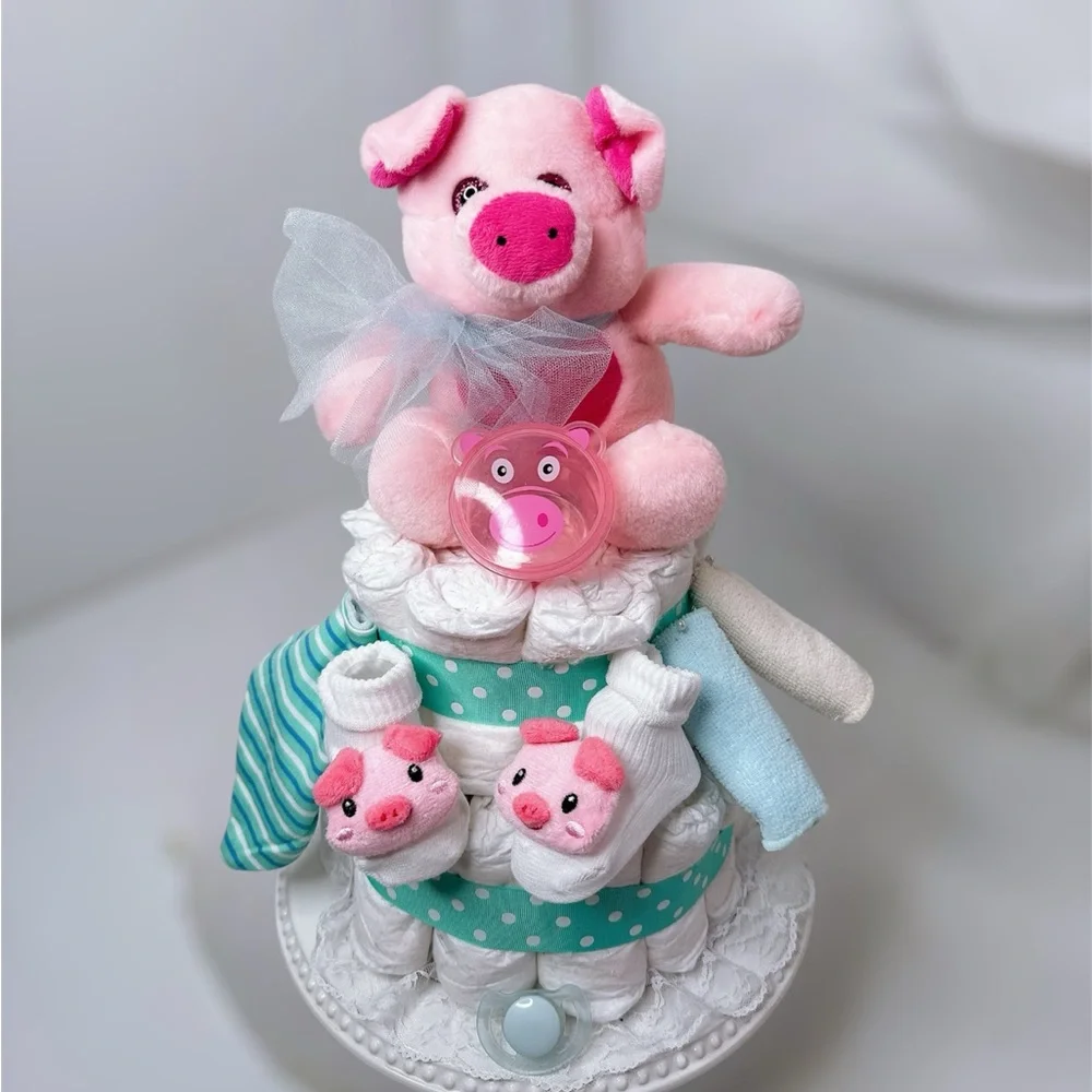 Pink Piglet Diaper Cake